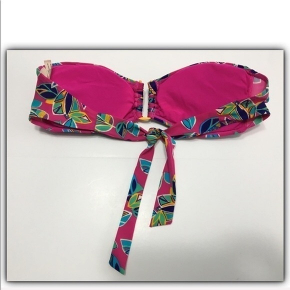 aerie tropical print adjustable padded strapless bikini bandeau top size medium - Picture 2 of 2